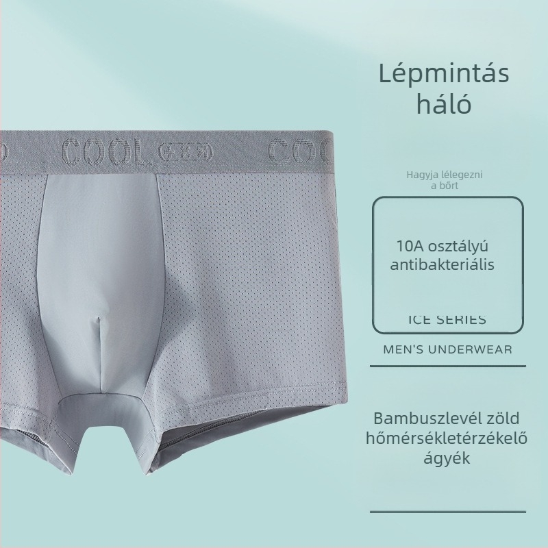 Jégselyem anyagú férfi boxeralsó, antibakteriális, 10A, lélegző, középmagas derekú