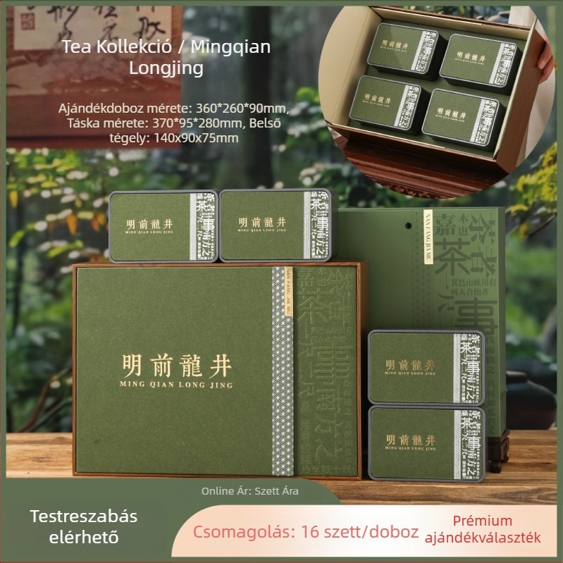 Zöld tea ajándékkészlet Mingqian Longjing, Maojian és Biluo Chun – üres ajándékdoboz