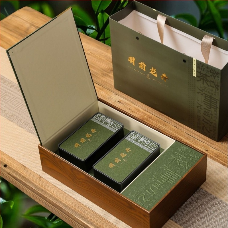 Zöld tea ajándékkészlet Mingqian Longjing, Maojian és Biluo Chun – üres ajándékdoboz