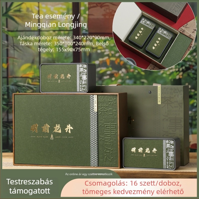 Zöld tea ajándékkészlet Mingqian Longjing, Maojian és Biluo Chun – üres ajándékdoboz