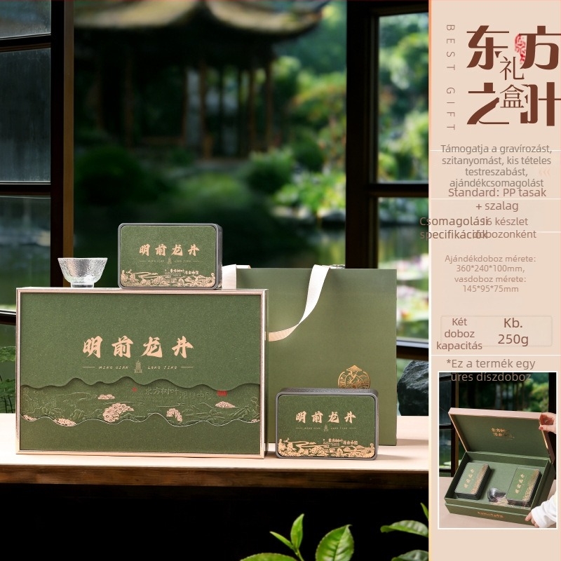 Zöld tea ajándékkészlet Mingqian Longjing, Maojian és Biluo Chun – üres ajándékdoboz