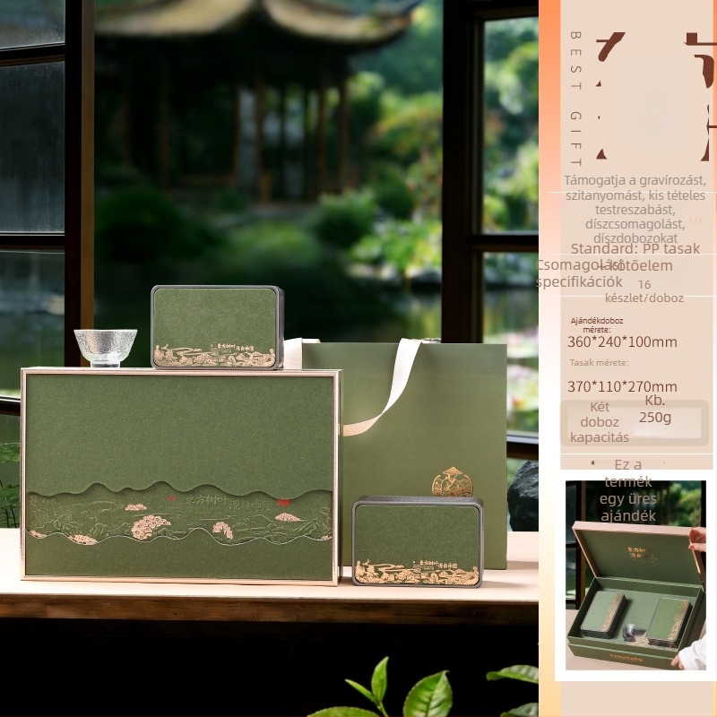 Zöld tea ajándékkészlet Mingqian Longjing, Maojian és Biluo Chun – üres ajándékdoboz