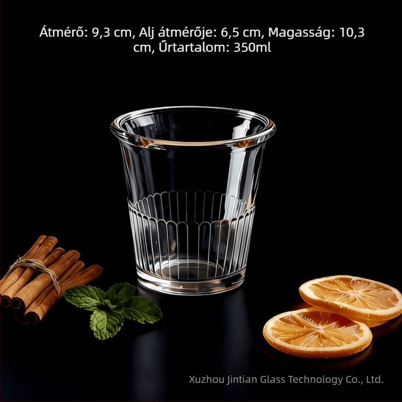 Minimalista boroszilikát üvegpohár kávéhoz, széles szájú, prémium érzet, nagy kapacitás, nőknek.