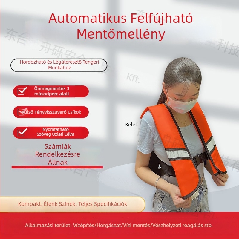 CCS tengeri automata felfújható mentőmellény személyre szabható nyomtatási lehetőséggel, hordozható