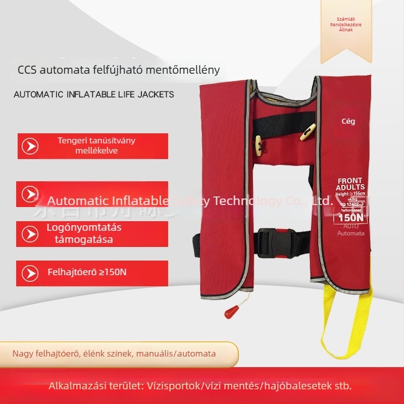 CCS tengeri automata felfújható mentőmellény személyre szabható nyomtatási lehetőséggel, hordozható
