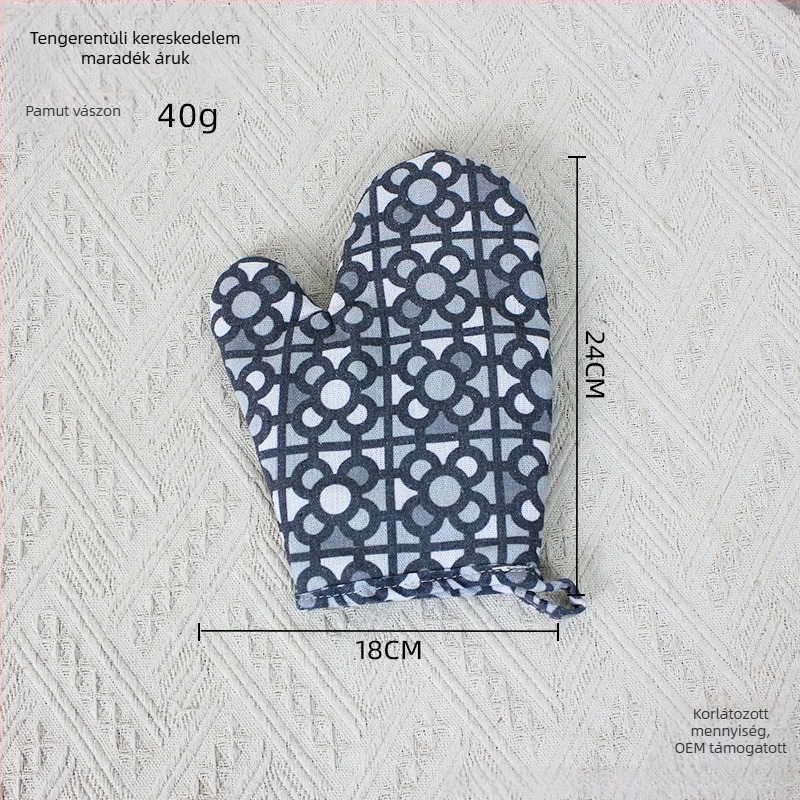 Vastagított mikrosütő kesztyűk, égésvédő, csúszásmentes, hőálló és hőszigetelő, konyhai sütéshez, pamut-lin anyagból, 24 cm hosszú, japán stílus