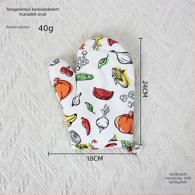 Vastagított mikrosütő kesztyűk, égésvédő, csúszásmentes, hőálló és hőszigetelő, konyhai sütéshez, pamut-lin anyagból, 24 cm hosszú, japán stílus