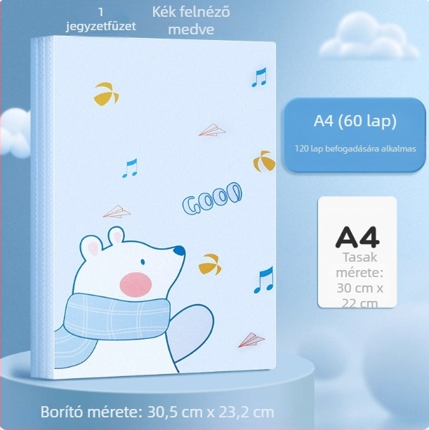 A4 méretű műanyag dokumentumtartó rajzolt mintával, vizsga- és bizonyítványtároló, átlátszó betoldózsebekkel, diákok dokumentumainak rendezője, többfunkciós