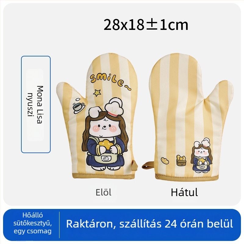 Kedves sütőkesztyűk nőknek, kiváló minőségű konyhai kesztyű a sütőhöz, égésvédő mikróhoz, vastag és szigetelt kesztyűk