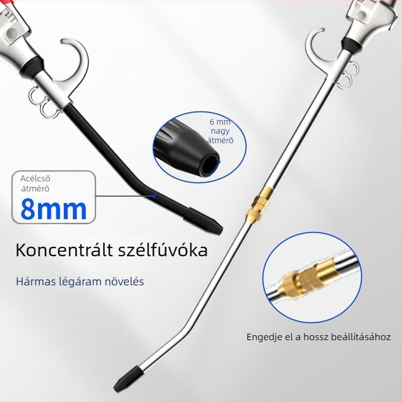 Magasnyomású porfújó pisztoly hosszú fúvócsővel – pneumatikus eszköz teherautók pormentesítéséhez