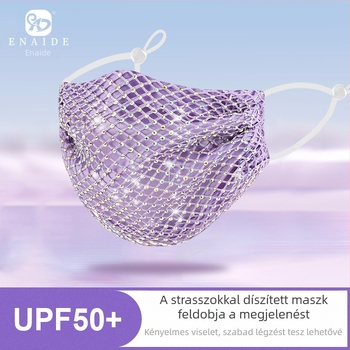 Férfi nyári rhinestone díszítésű védőmaszk, vékony, porálló