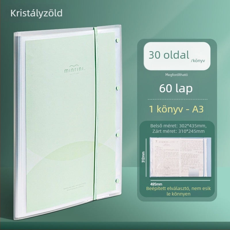 Deli PQ12 Átlátszó A3-as dokumentumtár betétekkel, vizsgapapírok tárolója