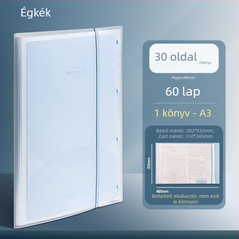 Deli PQ12 Átlátszó A3-as dokumentumtár betétekkel, vizsgapapírok tárolója