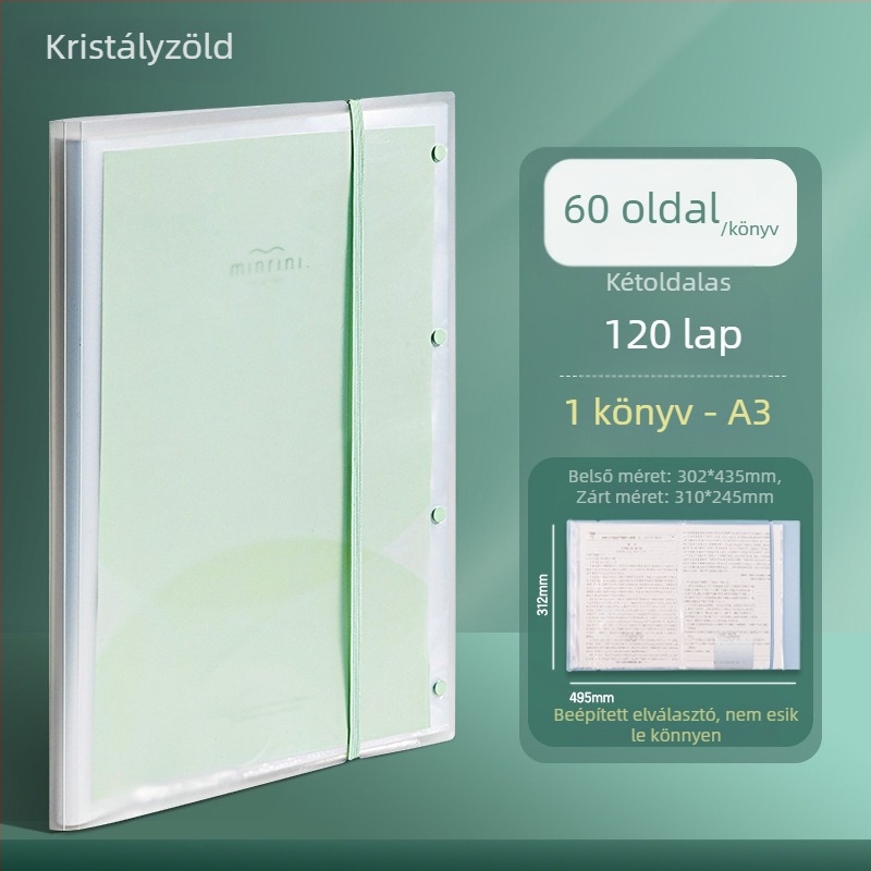 Deli PQ12 Átlátszó A3-as dokumentumtár betétekkel, vizsgapapírok tárolója