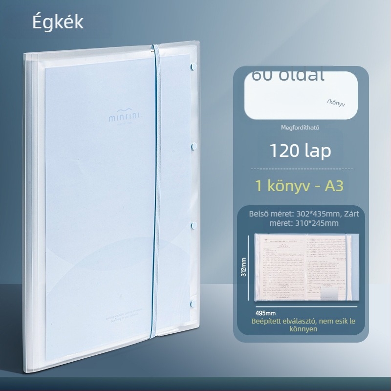 Deli PQ12 Átlátszó A3-as dokumentumtár betétekkel, vizsgapapírok tárolója