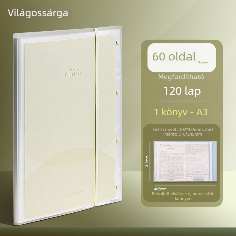 Deli PQ12 Átlátszó A3-as dokumentumtár betétekkel, vizsgapapírok tárolója