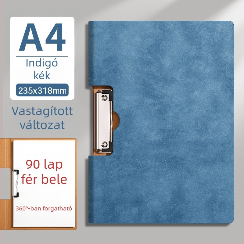PU anyagból készült A4-es irattartó, kötő rendszerrel és leválasztható lapokkal, hajtogatható dokumentumtartó, PU írófelület, logónyomtatás, vastag kivitel