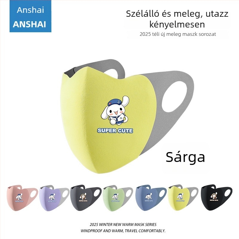 Őszi–téli meleg gyerekmaszk rajzfilm mintával, uniszex, szél- és hideg elleni védelem