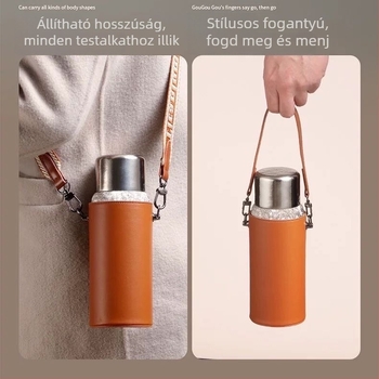 Nagy méretű PU bőr termosz pohár tok keresztpánttal