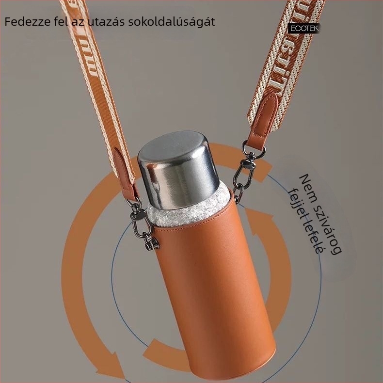 Nagy méretű PU bőr termosz pohár tok keresztpánttal