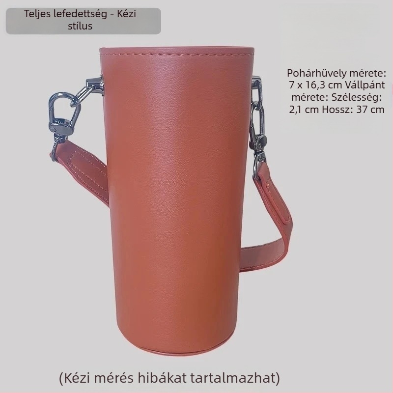 Nagy méretű PU bőr termosz pohár tok keresztpánttal