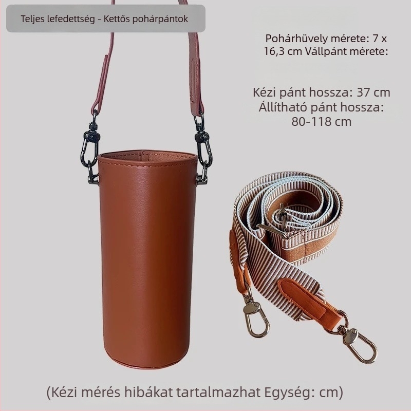 Nagy méretű PU bőr termosz pohár tok keresztpánttal