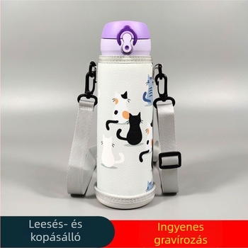 Gyerekeknek szóló termosz pohárvédő hüvely, univerzális védőburkolat, keresztpánttal, 350–500 ml