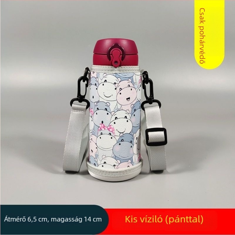 Gyerekeknek szóló termosz pohárvédő hüvely, univerzális védőburkolat, keresztpánttal, 350–500 ml