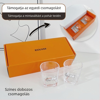 Koreai stílusú üveg pohár cicával, átlátszó, hőálló