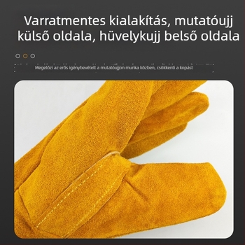 Teljes bőrből készült hegesztő kesztyűk — puha, kopásálló, égésálló, magas hőmérsékletnek ellenálló, hőszigetelt