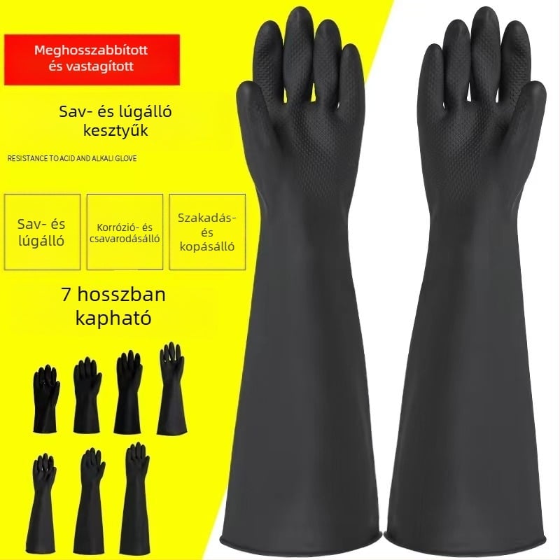Weidie hosszított natúr latex kesztyűk, 50 cm/55 cm, vízálló, szennyeződés elleni, kopásálló, sav- és lúgálló védő kesztyűk