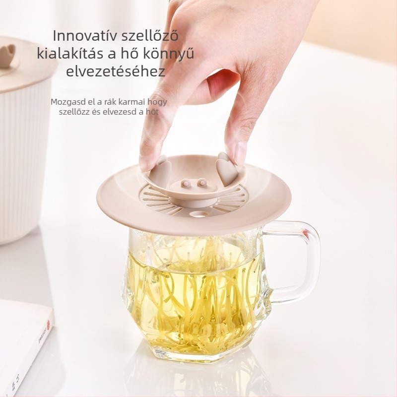 Élelmiszer-minőségű szilikon pohárfedél, kör alakú, univerzális fedő teás pohárhoz, üveg- és kerámiás poharakhoz.