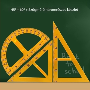 Műanyag egyenlőszárú derékszögű háromszög vonalzó készlet fogantyúval, oktatáshoz és rajzoláshoz