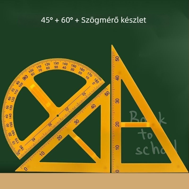 Műanyag egyenlőszárú derékszögű háromszög vonalzó készlet fogantyúval, oktatáshoz és rajzoláshoz