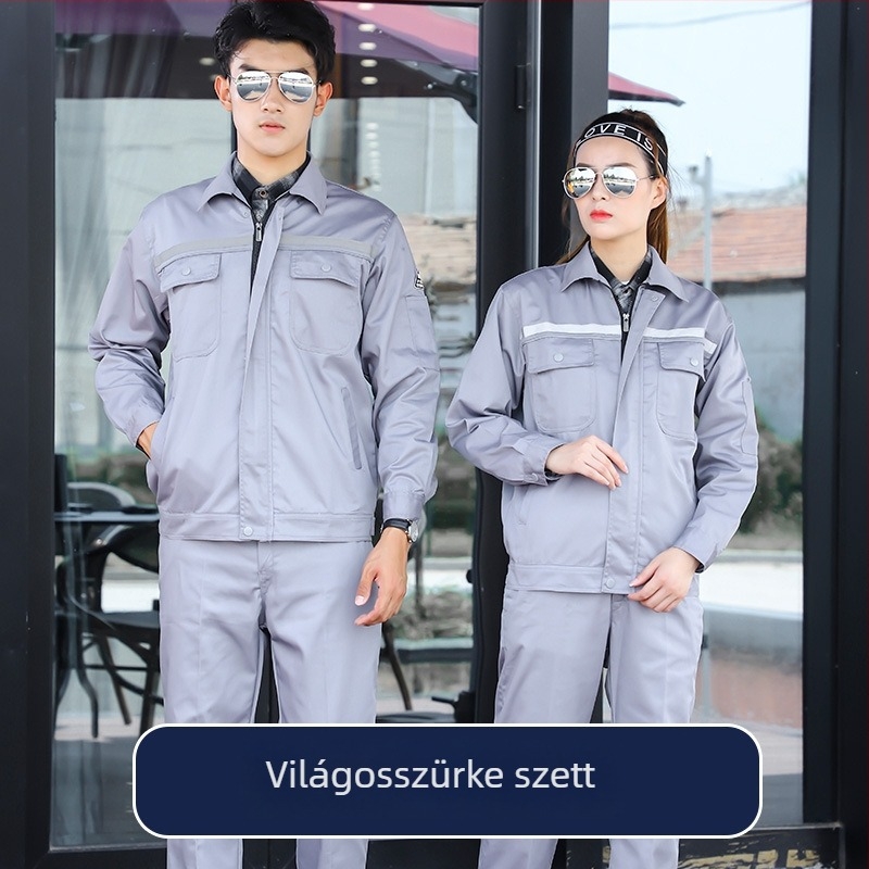 Antisztatikus tavasz–ősz munkaruházat, uniszex készlet gyár és műhely számára, hosszú ujjú autószerelő ruházat