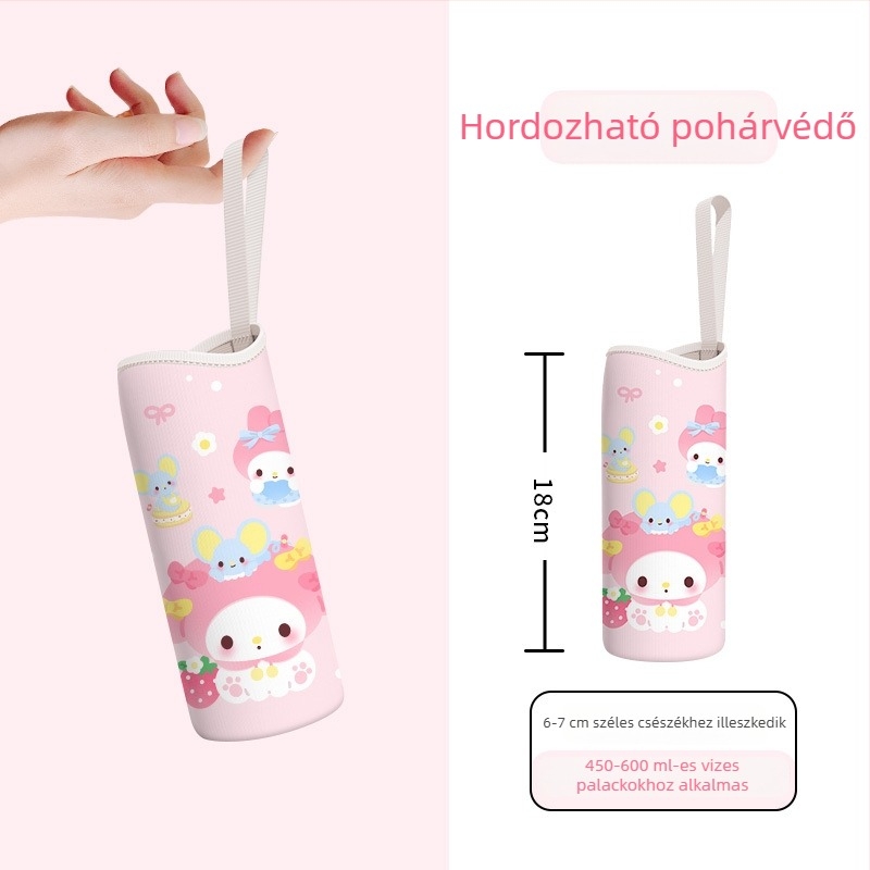 Univerzális karikatúrás pohárvédő fogantyúval, hőszigetelt, égési sérülések és esés elleni védelemmel, üveg poharakhoz