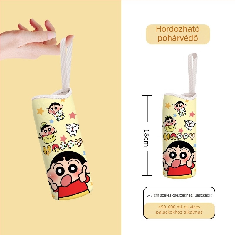 Univerzális karikatúrás pohárvédő fogantyúval, hőszigetelt, égési sérülések és esés elleni védelemmel, üveg poharakhoz
