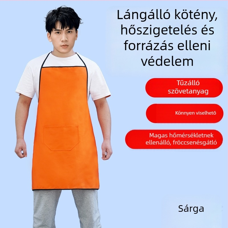 Hosszú lángálló hegesztő kötény szigetelt bőr ujjvédőkkel
