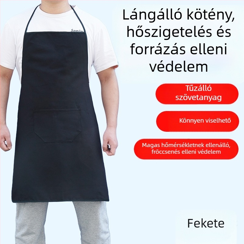 Hosszú lángálló hegesztő kötény szigetelt bőr ujjvédőkkel