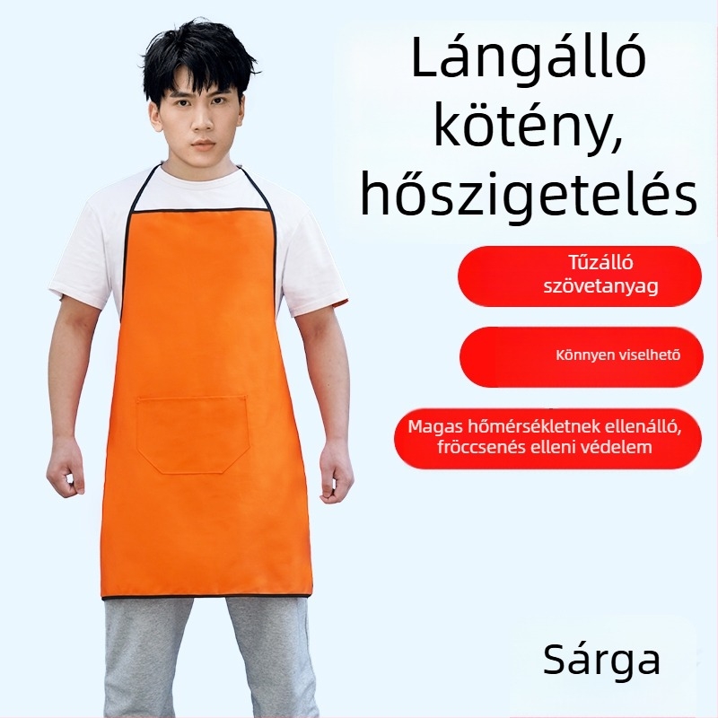 Hosszú lángálló hegesztő kötény szigetelt bőr ujjvédőkkel