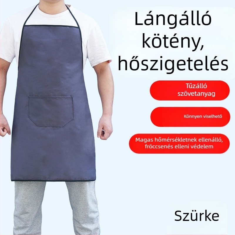 Hosszú lángálló hegesztő kötény szigetelt bőr ujjvédőkkel