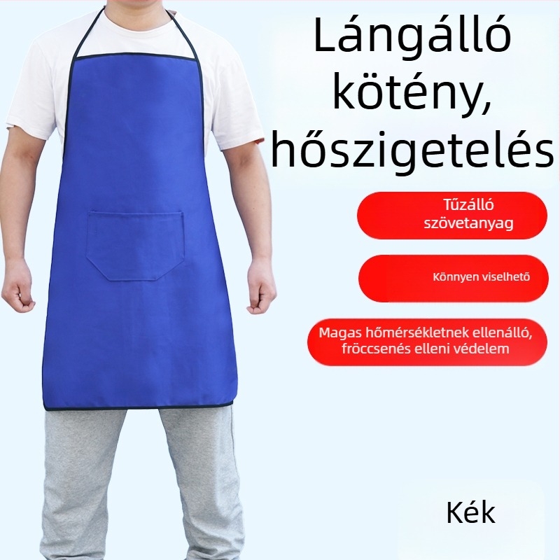 Hosszú lángálló hegesztő kötény szigetelt bőr ujjvédőkkel