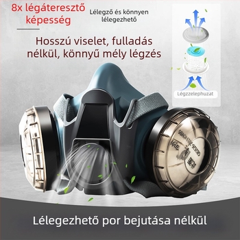 Fújott festéshez gázmaszk — formaldehid elleni védelem, toxikus és kémiai gázok, kén-dioxid és sűrű por elleni védelem