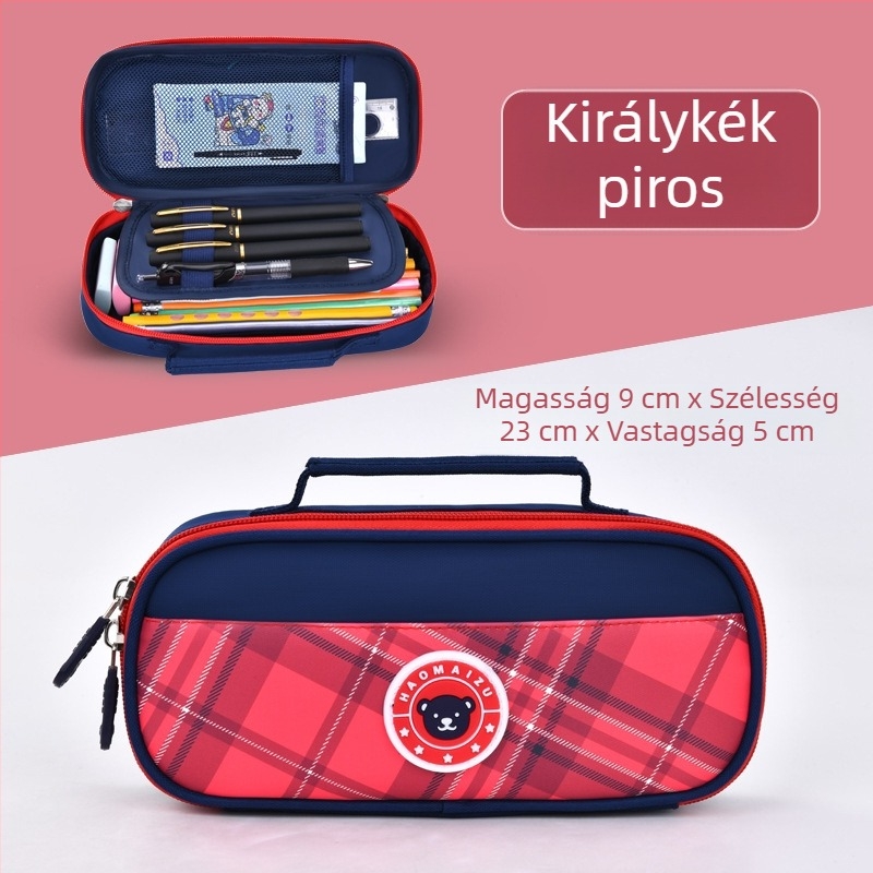 Nagy kapacitású tolltartó középiskolás diákoknak, két rétegű, egyszerű és aranyos, uniszex, modern stílus