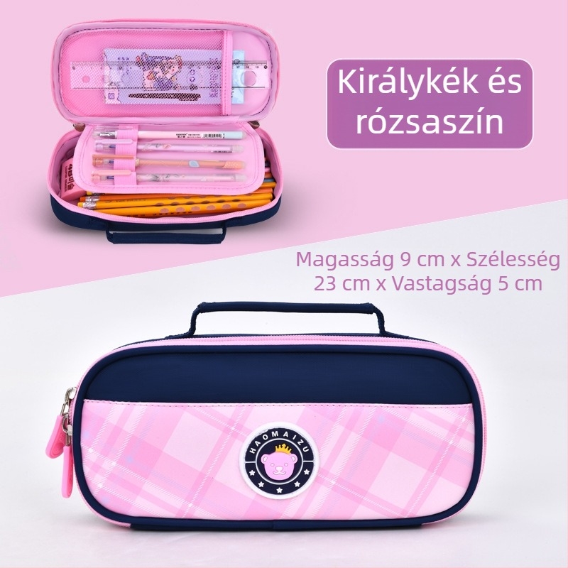 Nagy kapacitású tolltartó középiskolás diákoknak, két rétegű, egyszerű és aranyos, uniszex, modern stílus