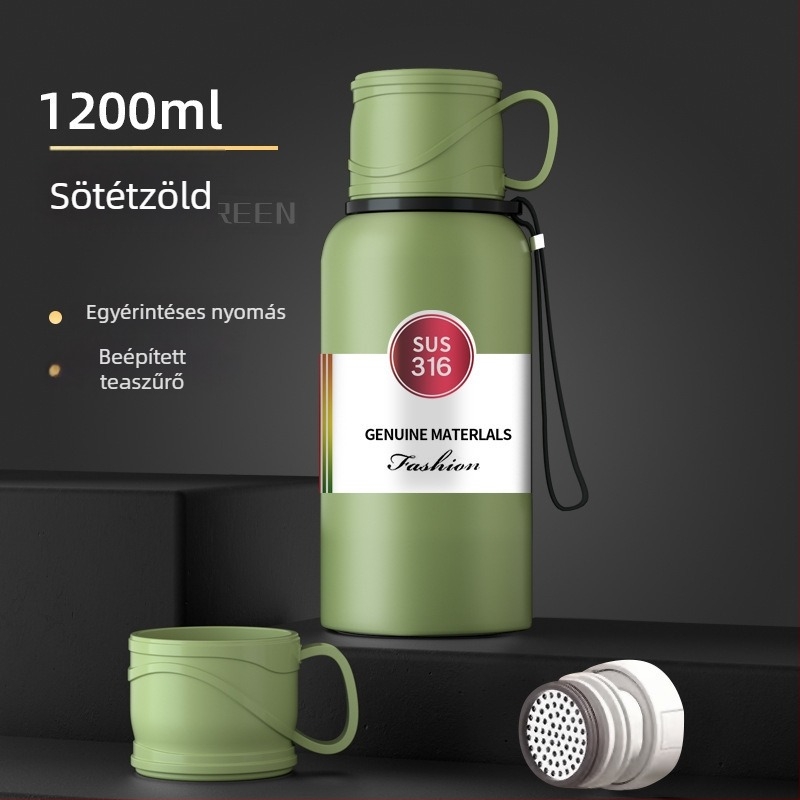 Intelligens hőmérséklet-kijelző rozsdamentes acél termosz teázó szeparátorral, hordozható, nagy kapacitású kültéri használatra