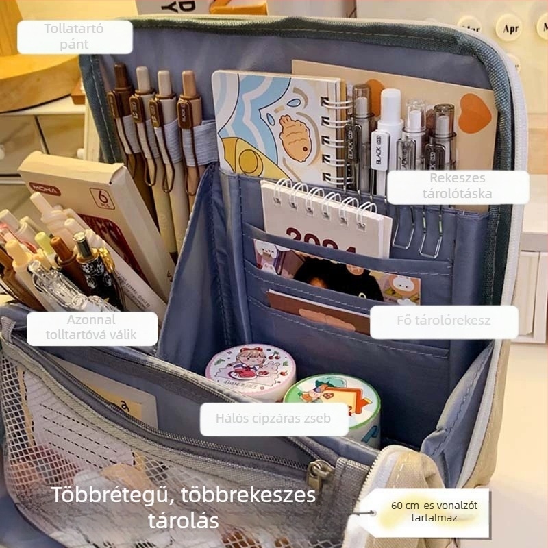 Függőleges ceruzatartó, uniszex, vászonból, koreai stílus, gyerekeknek és diákoknak
