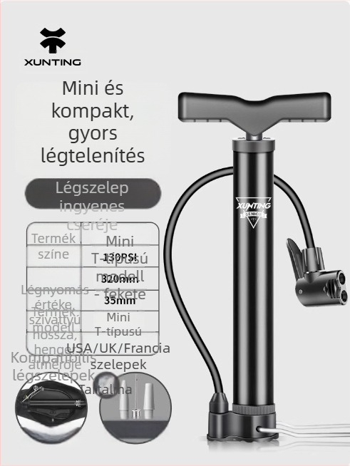 Hordozható, magasnyomású kerékpár-mini pumpa – kézi pumpa mountain bike-hoz és labdákhoz