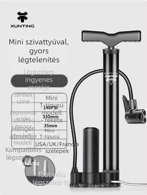 Hordozható, magasnyomású kerékpár-mini pumpa – kézi pumpa mountain bike-hoz és labdákhoz