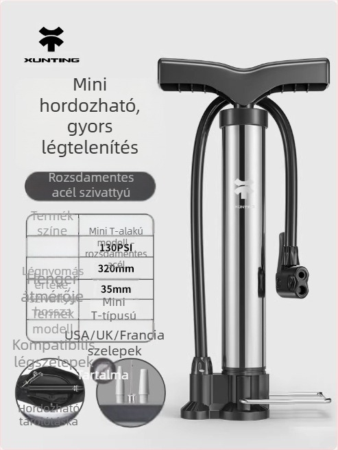 Hordozható, magasnyomású kerékpár-mini pumpa – kézi pumpa mountain bike-hoz és labdákhoz